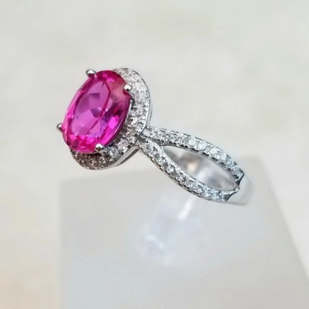 1.75ct Lab Created Pink Sapphire Ring - Picture 2 of 8